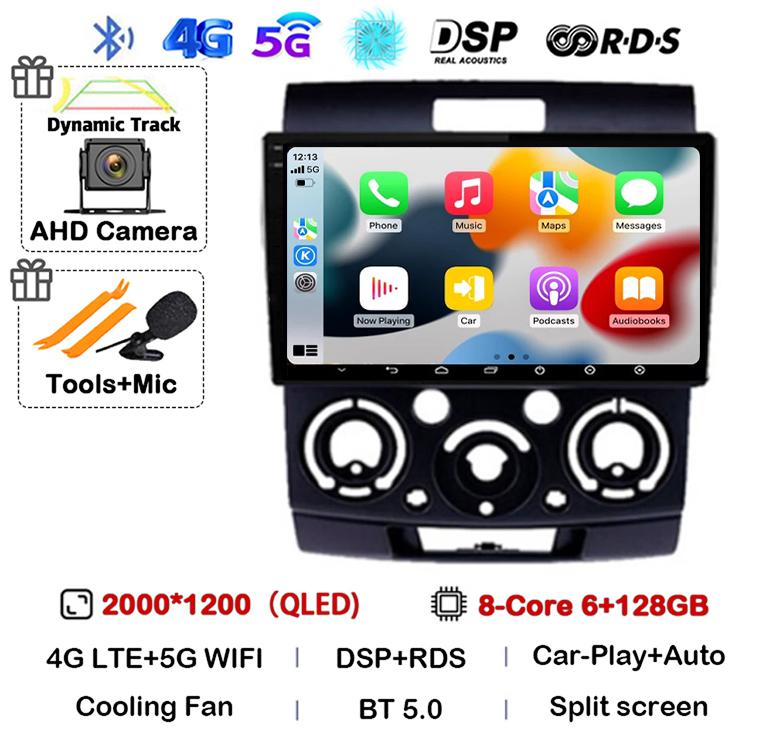 Android 14 Car Radio Stereo for Ford Everest Ranger Mazda BT50 BT-50 2006 2007 2008 2009 2010 2011 Multimedia Player Head Unit