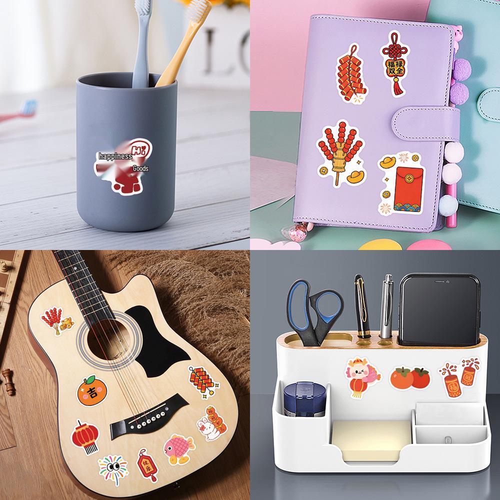 63 Festive New Year Graffiti Stickers for Skateboard, Notebook, and Water Cup Decor