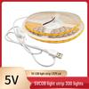 5V COB LED Strip, USB Touch Switch, 300 LEDs, 1.7cm Cuttable, 8MM Self-Adhesive
