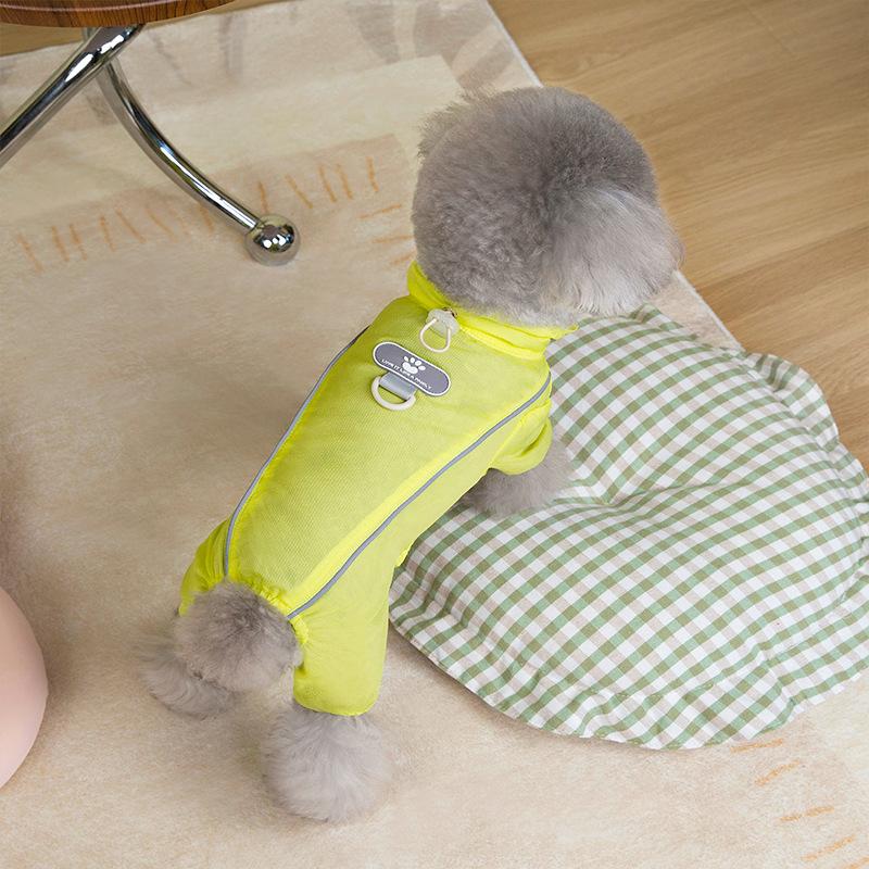 Spring dog clothes simple outdoor four-legged leather label sunscreen clothes small dog than bear teddy thin pet clothes