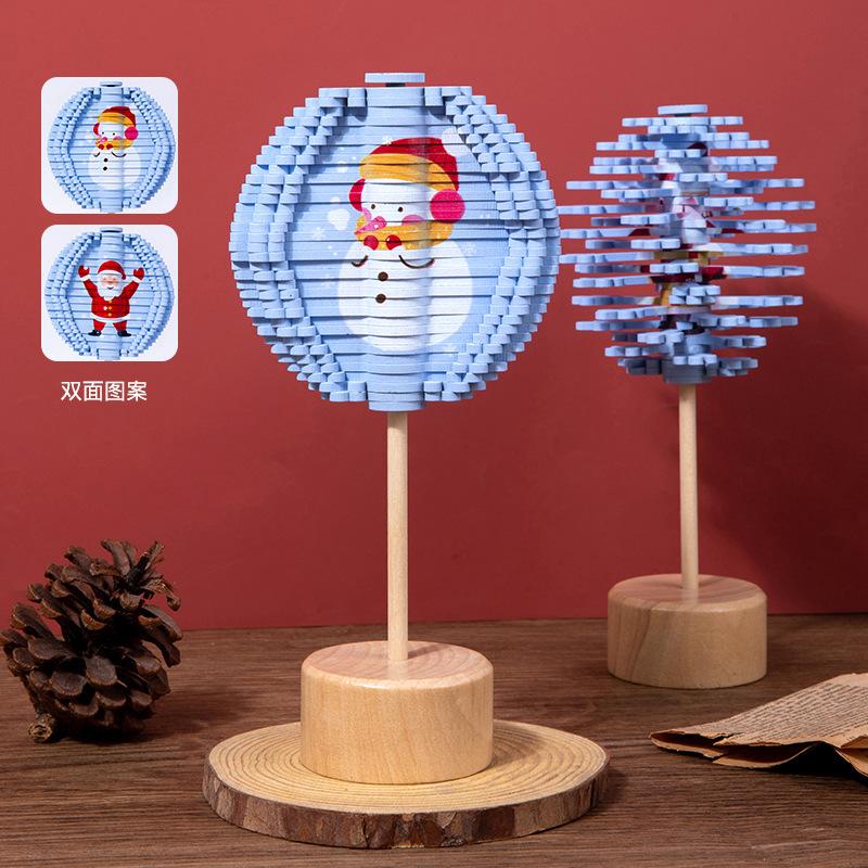 Wooden Spinning Lollipop Fisher Series Creative Ornament Children'S Creative Toys Christmas Spinning Spiral Tree Toy
