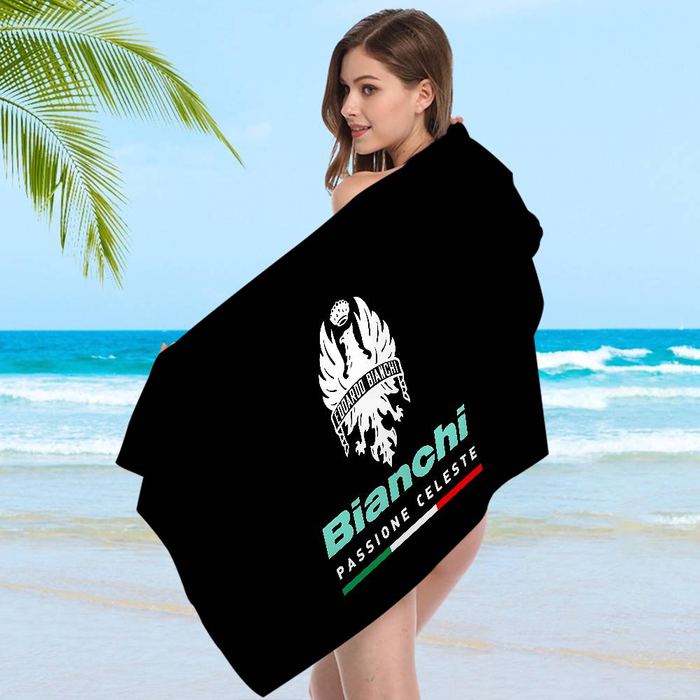 B-bianchi-S Bicycle Logo Microfiber Blanket Quick Drying Beach Towels Oversized Printing Super Absorbent Pool Towel Blanket