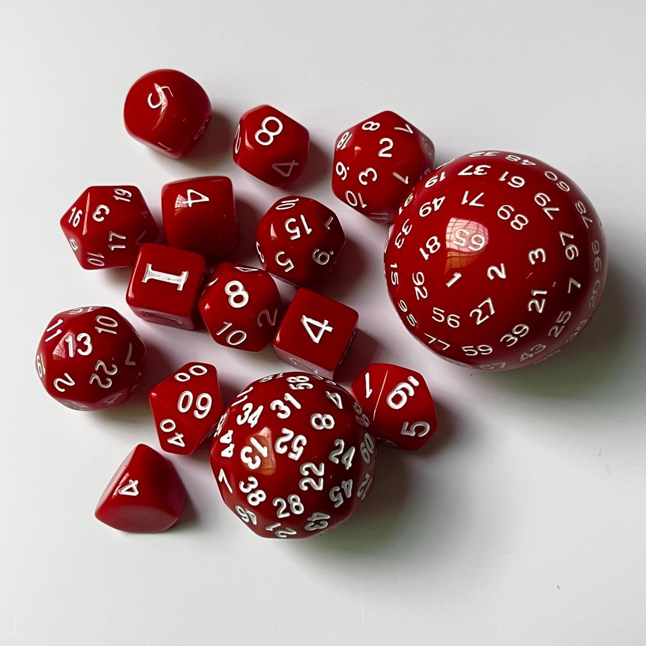 DollaTek Set 15 Dadi Poliedrici Acrilico - D3 D4 D5 D6 D7 D8 D10 D12 D16 D20 D24 D30 D60 D100 E D% - Nero/Rosso Per Giochi Di Ruolo E D&D