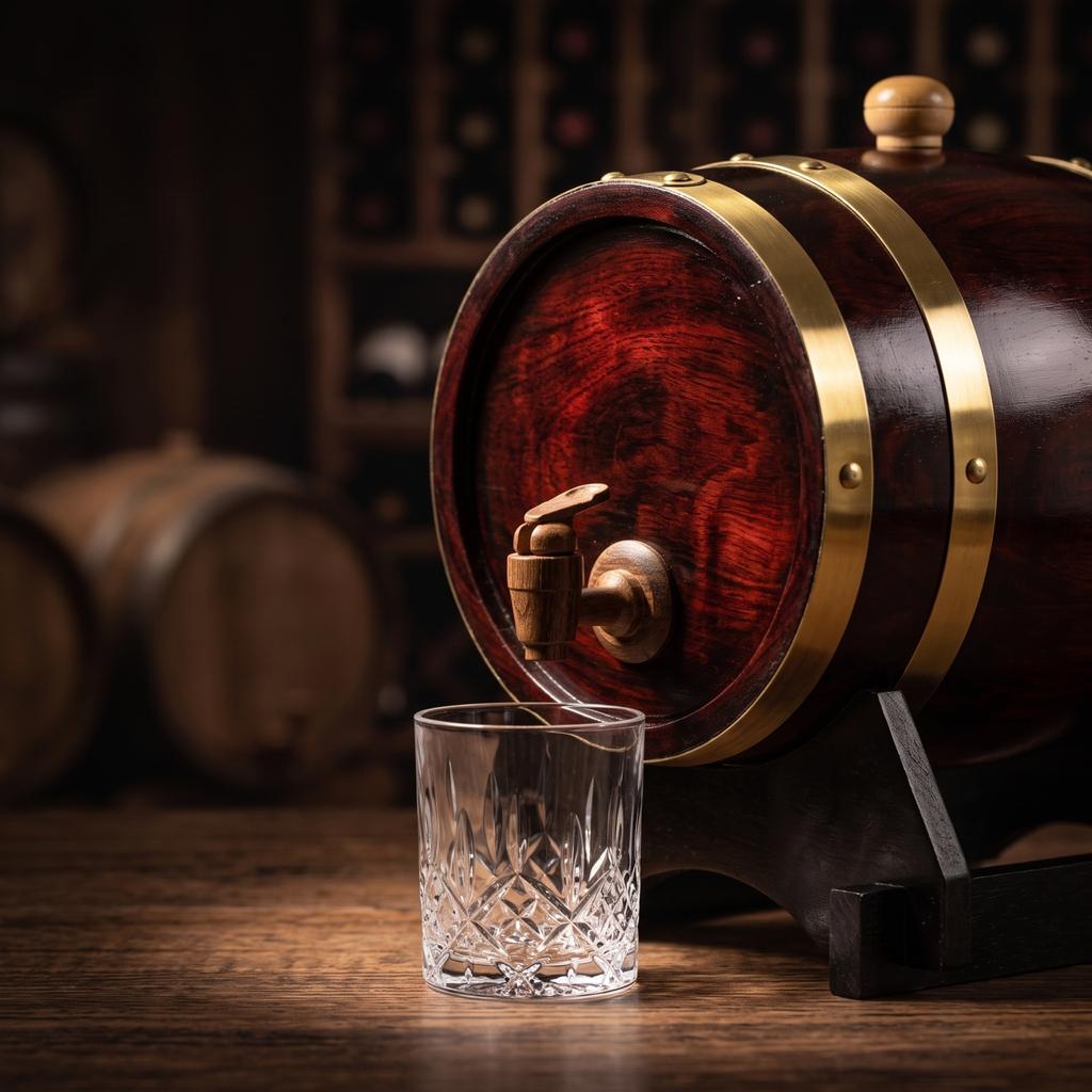 for Wine and Storage - Decorative Wooden Cask with Wood - Home Bar and Kitchen Decor