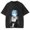 Anime Re:T-shirt ZERO Rem per Abbigliamento Uomo Gotica Y2k Lavata Oversize Estiva Manica Corta Girocollo Poliestere T-shirt Top