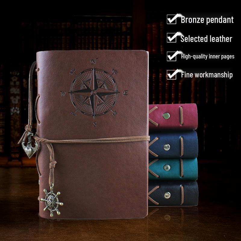 Korean Retro Loose-leaf Notebook: Creative Travel Diary with Pirate Ship Design