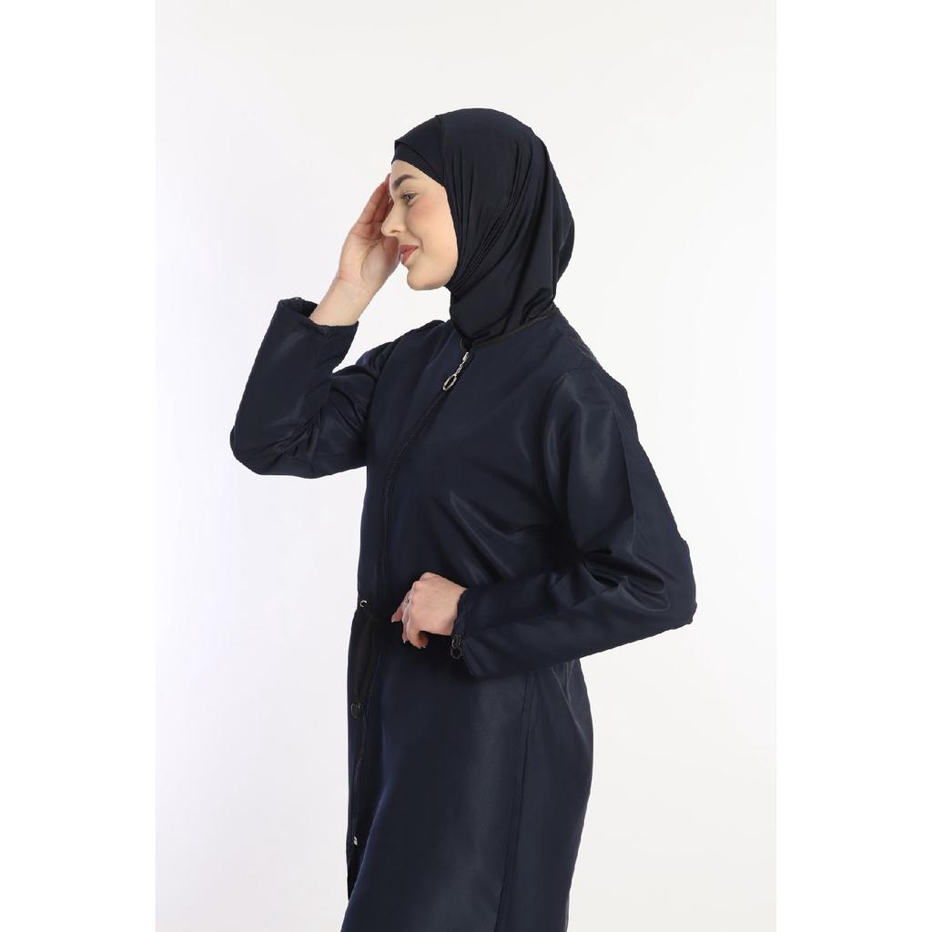 Black Lycra Headscarf 4 Piece Fully Covered Water Repellent Quick Drying Zippered Hijab Swimsuit