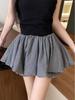 White Spicy Petite High Waist A-line Fluffy Skirt - Anti-Exposure Short Skirt for Women, Spring/Summer