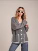 2025 Spring and Autumn New Style Women's Clothing Pocket Contrasting Color V-neck Knitted Cardigan Sweater Women's Jacket
