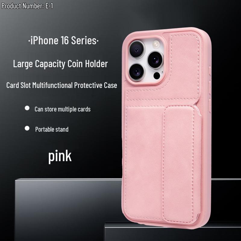 iPhone 17 Pro Max Ultra-thin Leather Case with Card Holder & Stand