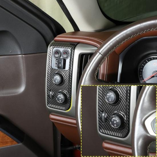 Headlight Switch Panel Trim For Chevy Silverado/GMC SIERRA 2014-18 Carbon Fiber