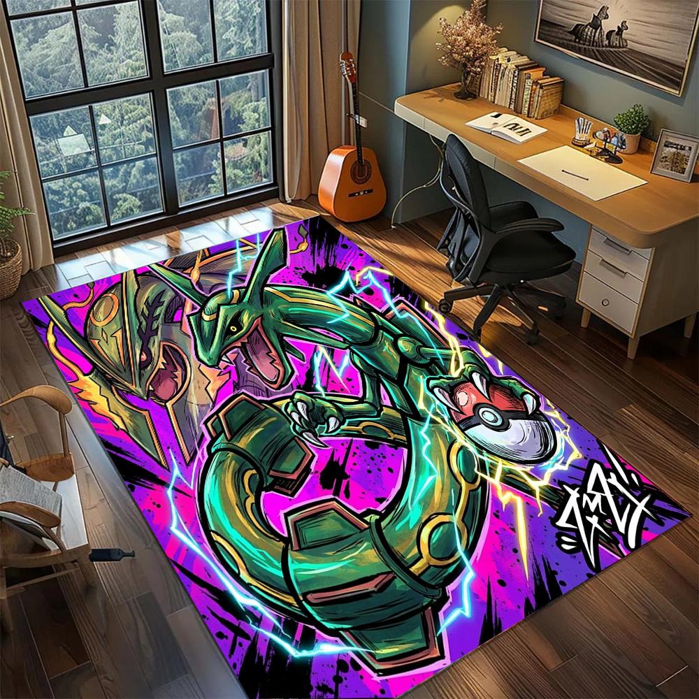 Pokemon Pikachu Gamer Room Rug Carpet Large Area Non Slip Washable Floor Mat Bedroom Home Decor.-TING