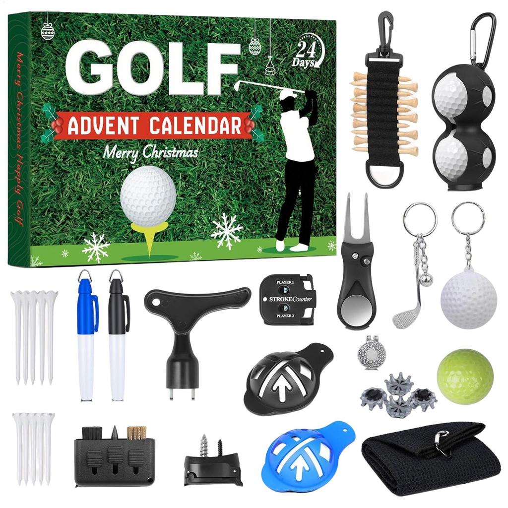 Golf Advent Calendar 2025, 24 Day Golf Ball Advent Calendar with Novelty Gifts, Sports Advents Calendar for Golfs Enthusiasts