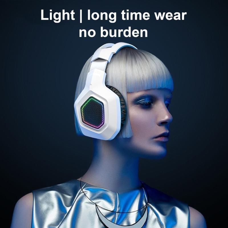Gaming Headsets with Microphone Led Light Stereo Bass Surround 2.4Ghz Bluetooth-compatible Headphone for Laptop Desktop