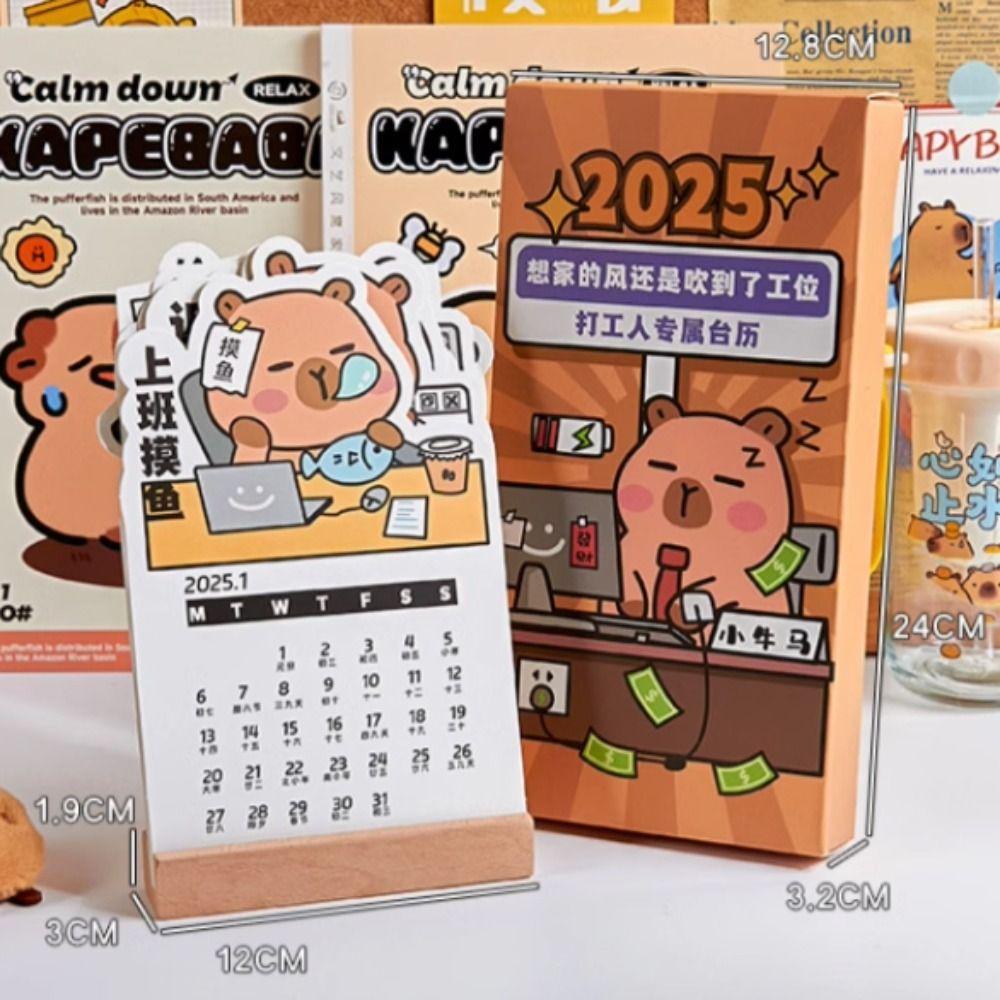 Creative 2025 Desk Calendar Cartoon Practical Calendar Stationery Capybara Calendar  Making Plans