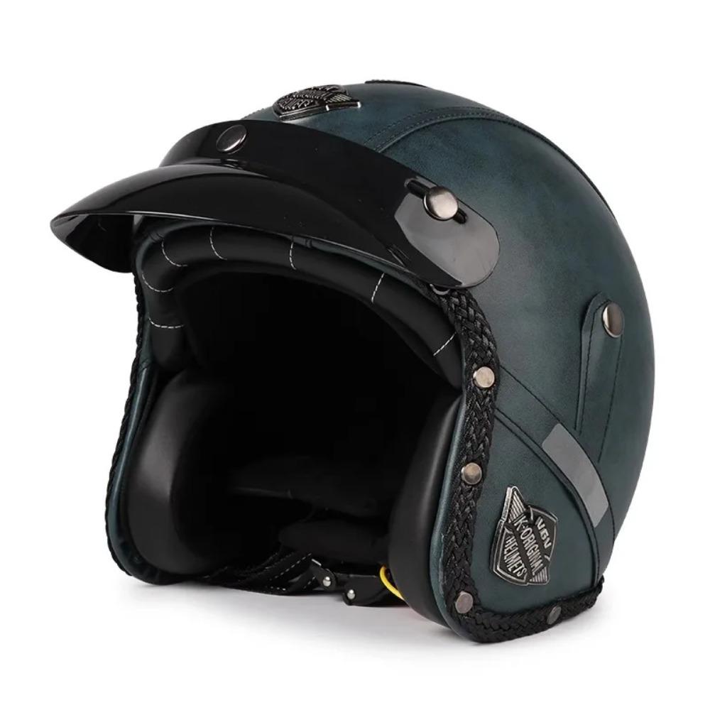 Vintage Semi Open Motorcycle Helmet Motocross Motorcycle Accessories 3/4 Motorcycle Helmet Open Face Men Women Cycling Goggles