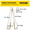 V Bridle Chain, 5/16 in x 2 ft Bridle Tow Chain, Grade 80 V-Bridle Transport Chain, 9260 Lbs Break Strength with TJ Hooks and Crab Hooks, Heavy Duty