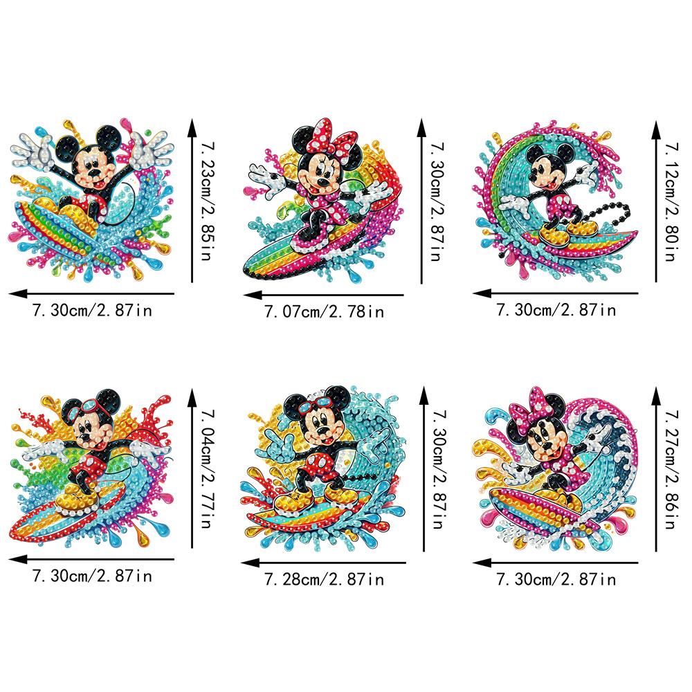 6Pcs Acrylic Surfing Series Diamond Art Fridge Magnet Diamond Painting Refrigerator Magnet DIY Fridge Stickers for Fridge Whiteboards