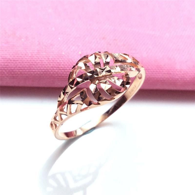 Purple Gold Hollow Car Flower Ring Cold Wind Rose Plated Rose Gold Wave Pattern Ring Jewelry Women