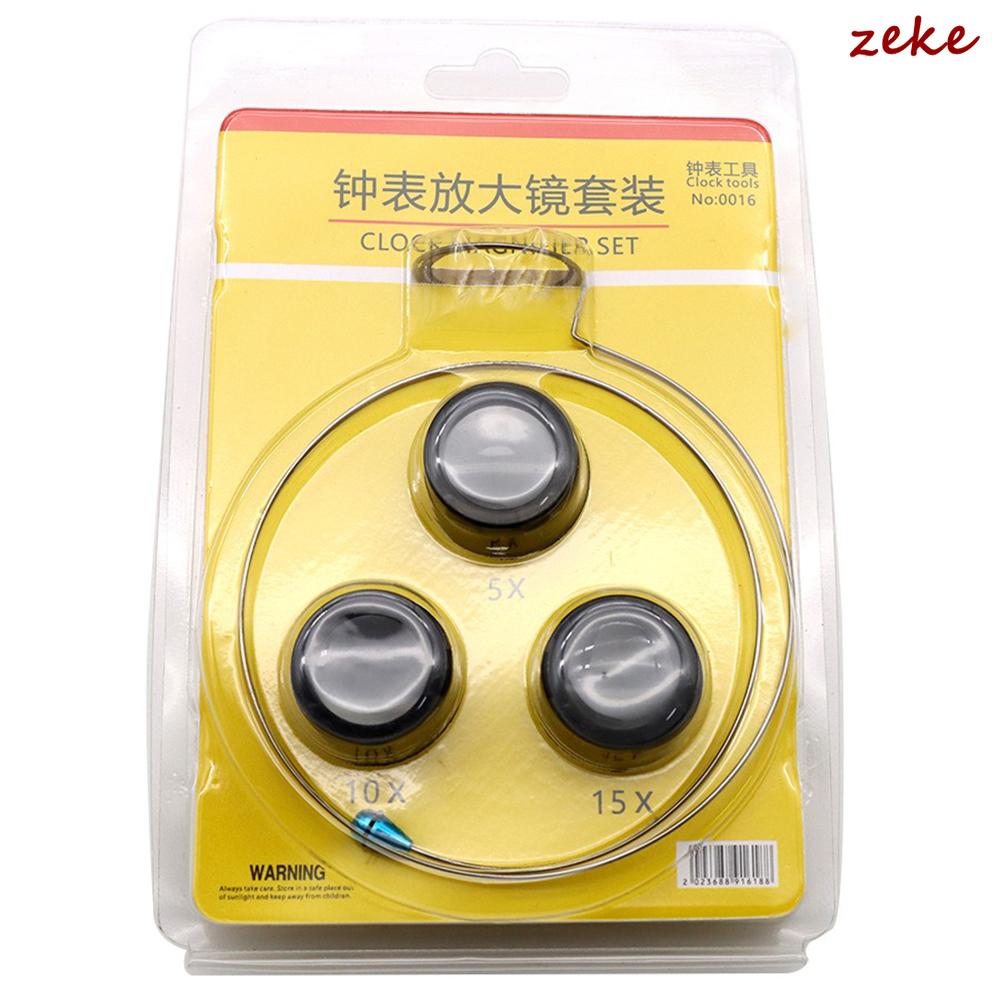 3 in 1 Set 5X 10X 15X Magnifying Glass Clip on Magnifier for Watchmaker Jewelry Watch Repair Tool Professional Watch Accessories