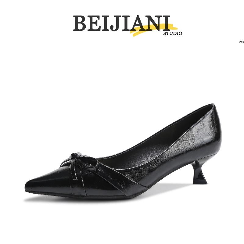 BEIJIANI 1578-27: French Style Bow Pointed Toe Stiletto Heels for Women