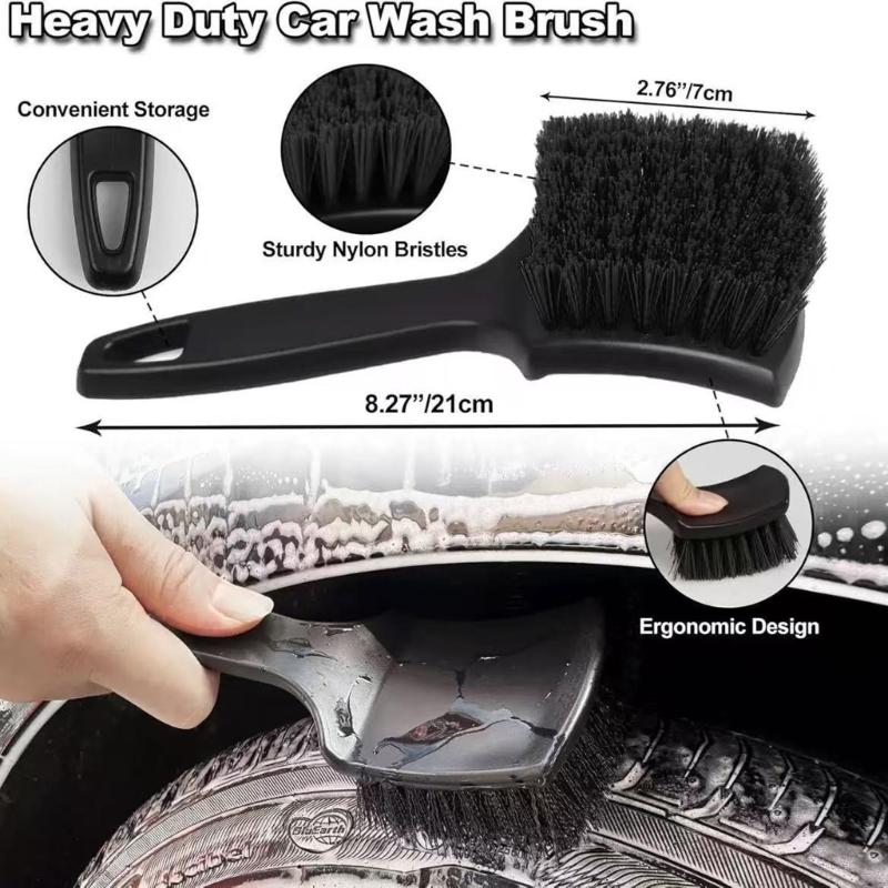 7Pcs Soft Bristle Wheel Brushes For Car Detailing Short Handle Design Non Scratch Plastic Cleaning Tools