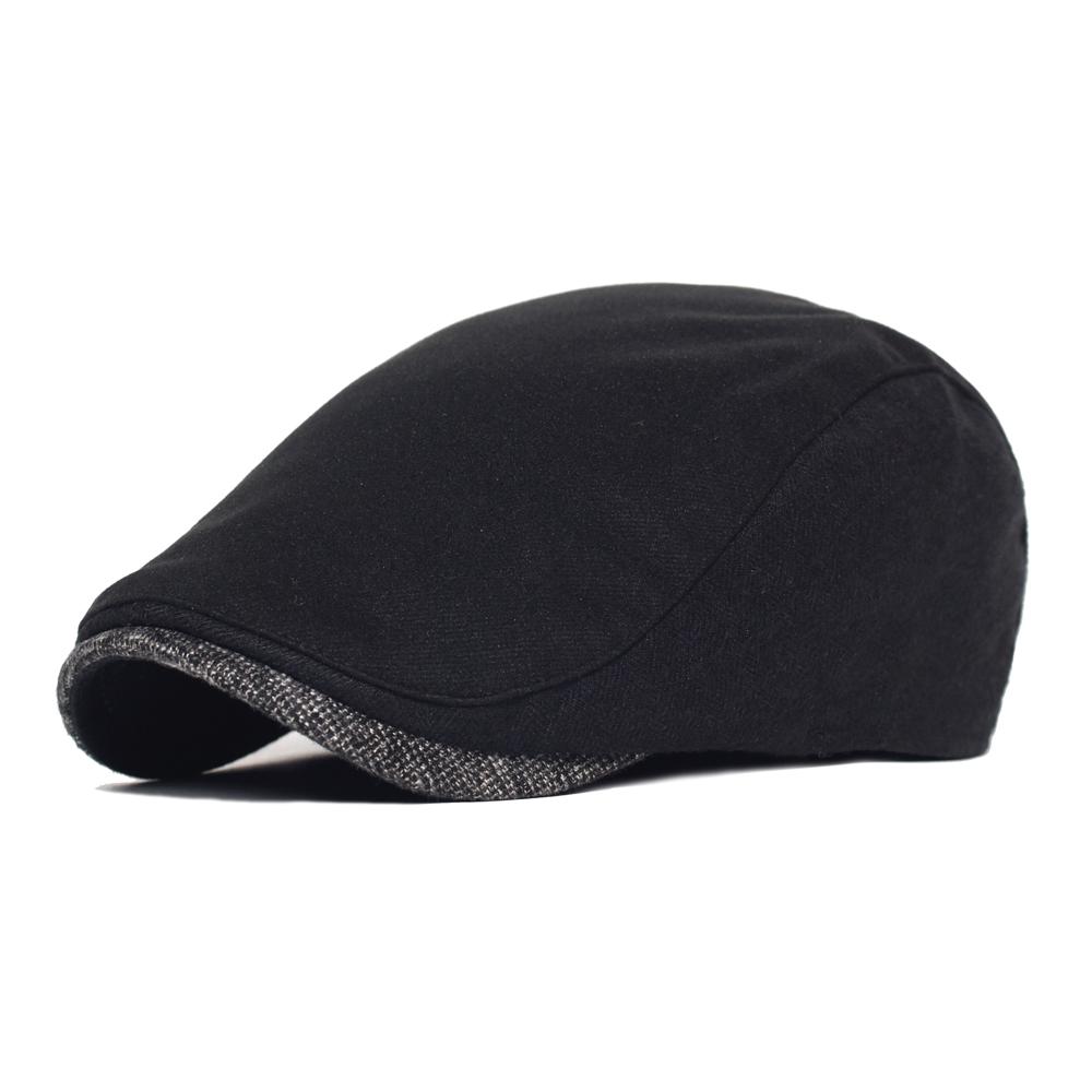 Vintage Herringbone Newsboy Cap Men Women Winter Thick Warm Casual Stripe Berets Gatsby Flat Hat Peaked Cap Adjustable Patchwork