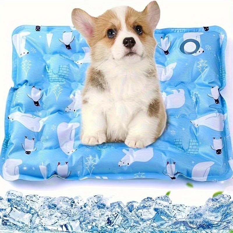 Blue White Polar Bear Pattern Cooling Pad Suitable Dogs and Cats Easy To Clean Indoor and Outdoor Keep Pets Cool Rectangular Design
