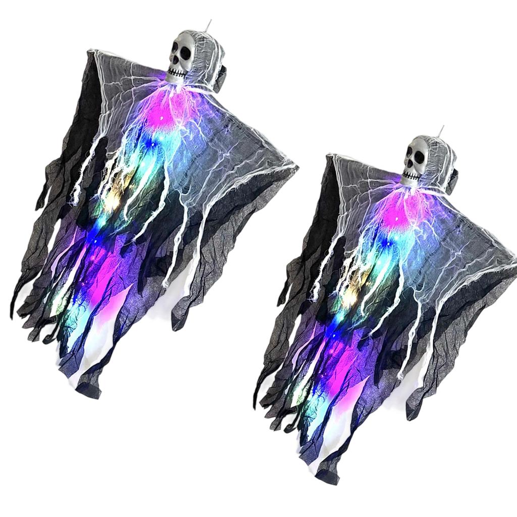 Halloween Hanging Ghost Decoration With LED Light And Adjustable Arms For Indoor Outdoor Spooky Party Decor