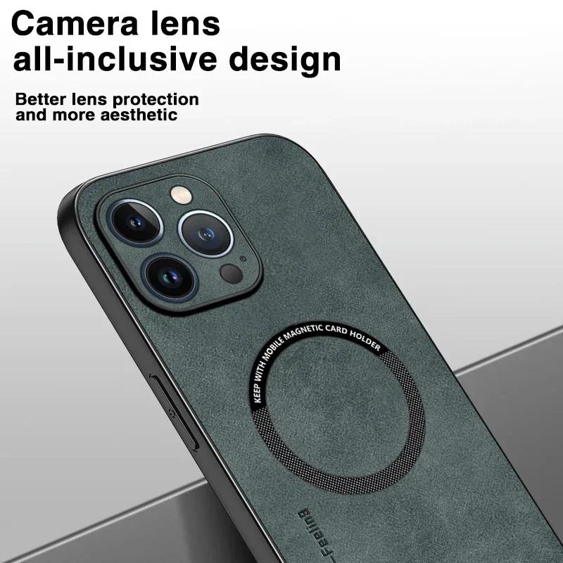 Magnetic Leather Case For iPhone 15 16 Pro Max 14 13 12 11 Pro Max XS XR X 8 7 Plus SE Wireless Charging Phone Cover Etui
