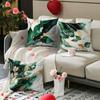 Green Gold Leaf And Branch Pattern Printing Pillow Cover Short Plush Suitable Living Rooms Bedrooms Sofas Throw Cushion Cover