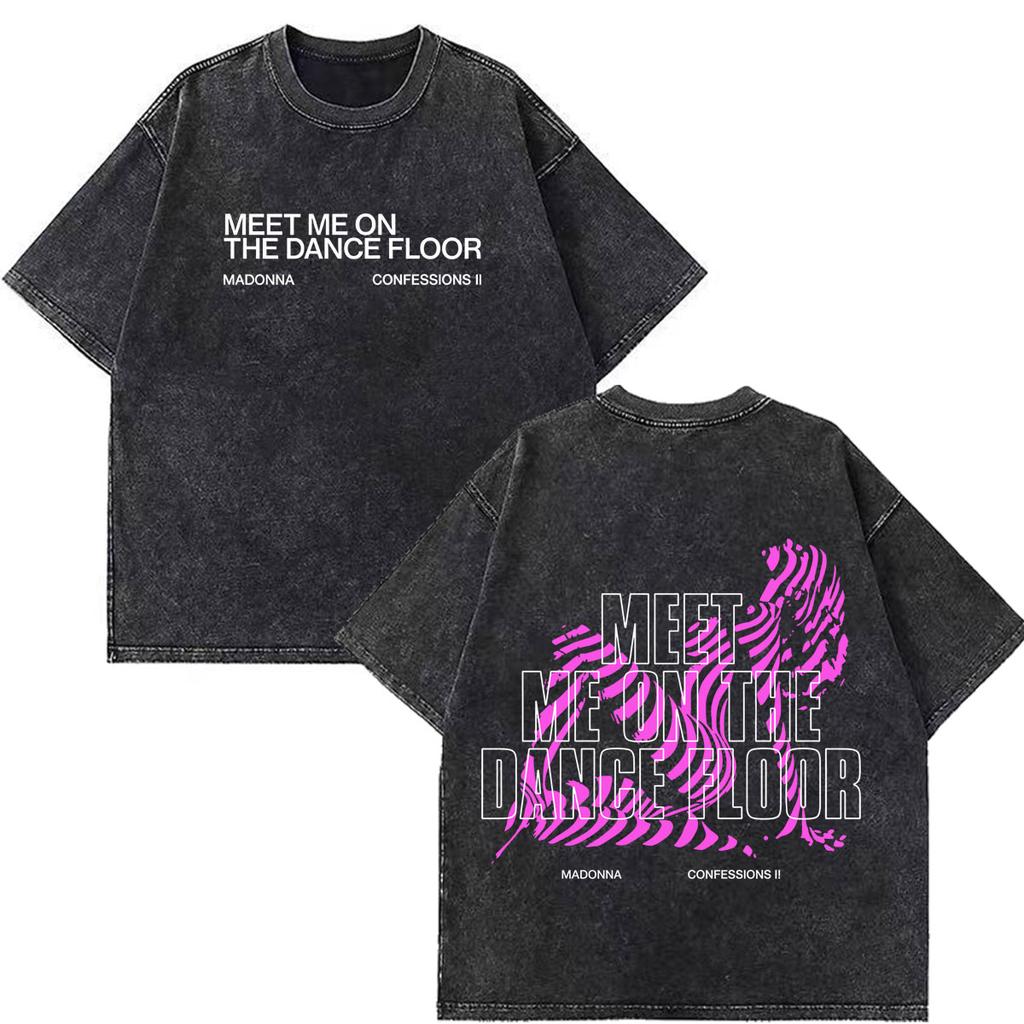 Madonna Confessions Ii Album Tour 2026 Print Vintage Washed Tshirt Men Women Fashion Loose Casual Cotton Hiphop Tshirts Tops