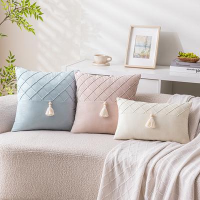 Federa Cuscino Stile Ins con Cuciture, Cuscino da Letto/Divano da Comodino, Decorazione Sala Campioni, Federa Cuscino con Nappa a Diamante