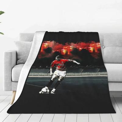 CR Blanket Shoot Footballer Airplane Travel Flannel Throw Blanket Super Warm Couch Bed Design Bedspread Gift