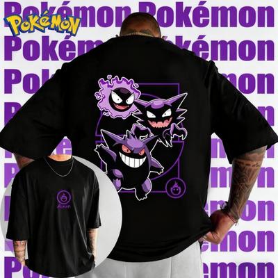 2025 Summer Pokémon Anime Gengar Brand 100Pure Cotton Printed Tshirt Men Harajuku Loose Casual Versatile Shortsleeved Y2k