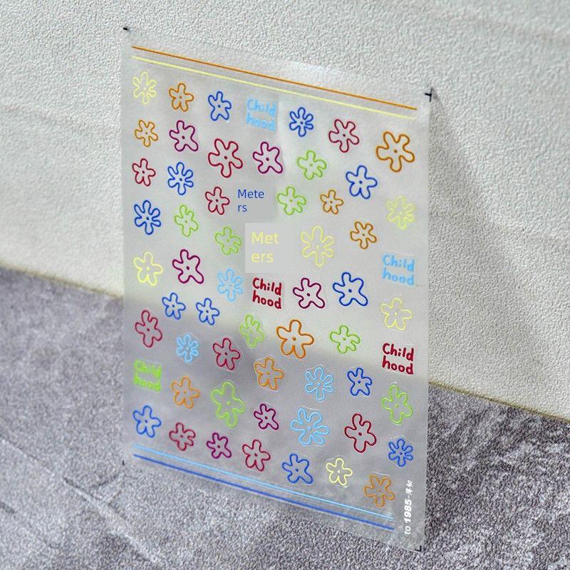 

Cute Colored Flowers Nail Sticker Tomoni Thin Tough Hot Style Adhesive 5D Nail Decals Transparent Color Nail Ornament Color floral 1985
