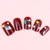 24 Pieces Red Diamond Accessories, Simple New Product Temperament, Smudged Lines, Autumn and Winter Temperament White, Nail Art Wear Nail Pads