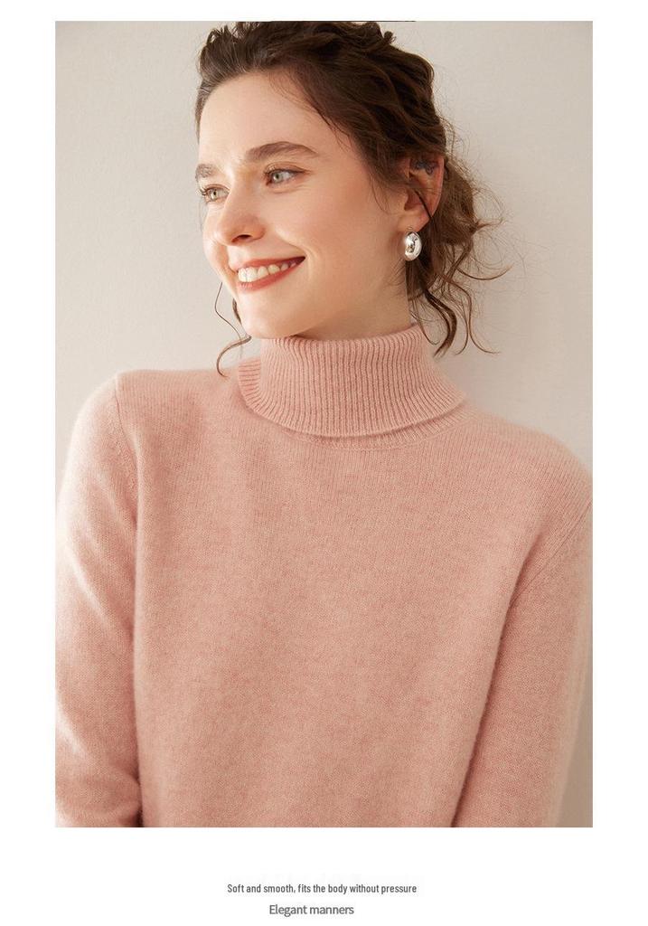Cashmere Knit Women's High Neck Long Sleeve Sweater - Soft, Loose, Warm, and Skin-Friendly for Autumn and Winter