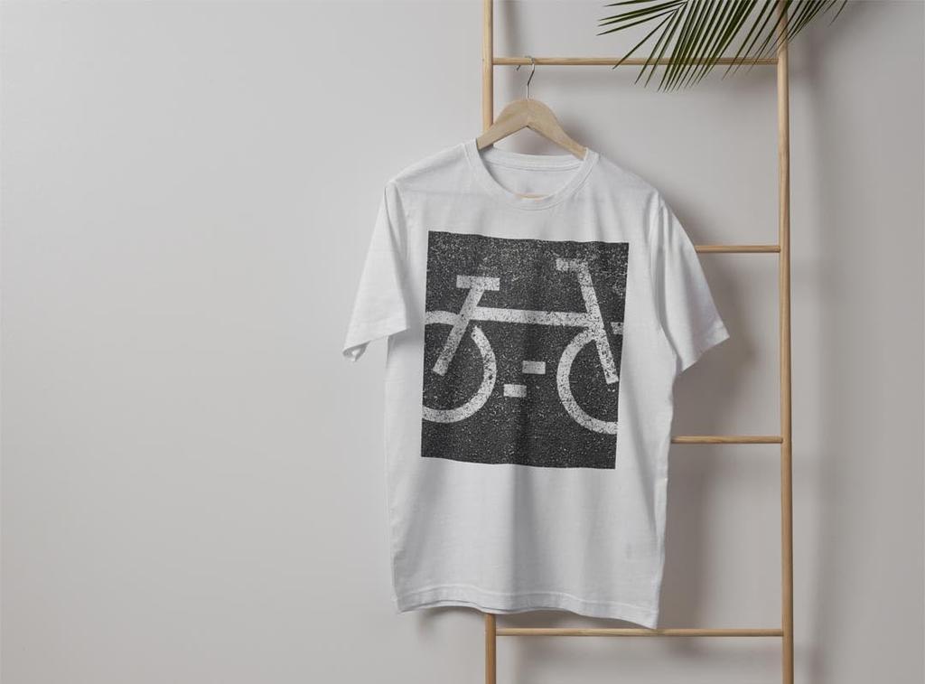 Large Crew Neck Printed Size [igsticker] Men's T-Shirt, White, 001124, Bicycle/Road