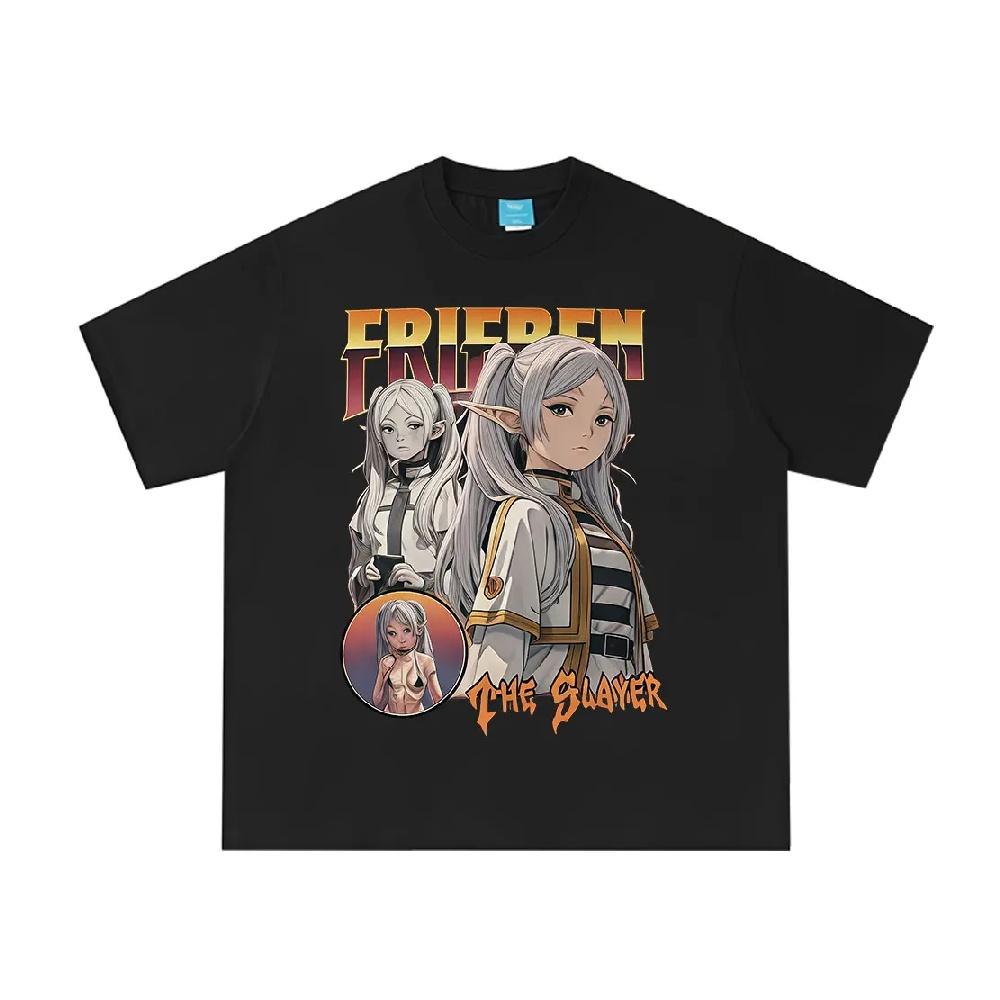 

Anime Frieren_ Beyond Journey s End Frieren The Slayer T-shirts Men s Women Clothing Fashion Short Sleeve Cotton Summer T Shirts S чёрный