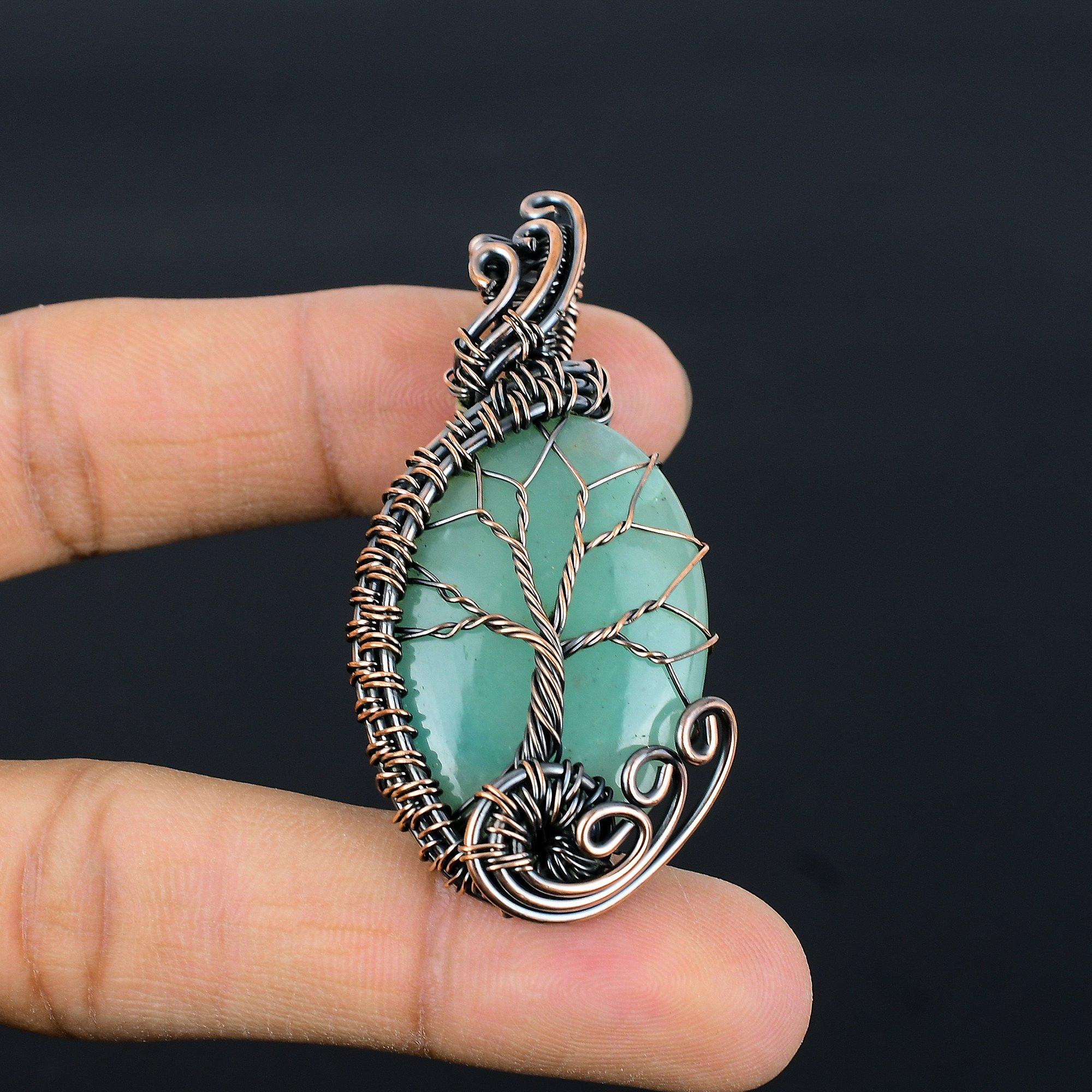 

Green Chalcedony 999 Copper Wire Wrapped Pendant, Handmade Gemstone Pendant Jewelry, Gifts For Wife Brand New Pendant 2.55 Inches
