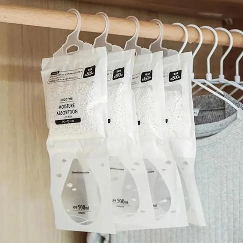 510Pcs Moisture Absorber Hanging Drying Clothes Dehumidifier Wardrobe Dehumidifier Dry Bag Desiccant Moisture Absorption Bag