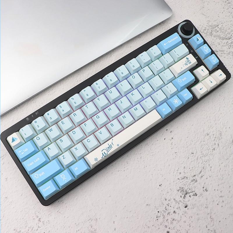 136 Keys  Profile Keycaps PBT 5 Sides DYE SUB Blue Snow Keycap For K61/64/68/84/980 Mechanical Keyboard for Key C