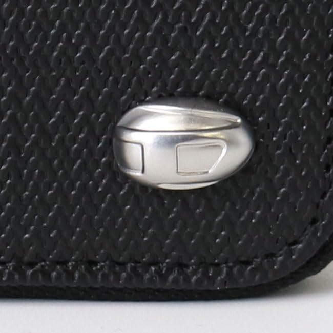 Diesel X09666 P5588 T8013 Round Zip Wallet COIN ZIP M BLACK Bifold Logo Leather Gift Present BI-FOLD Men's [Item]