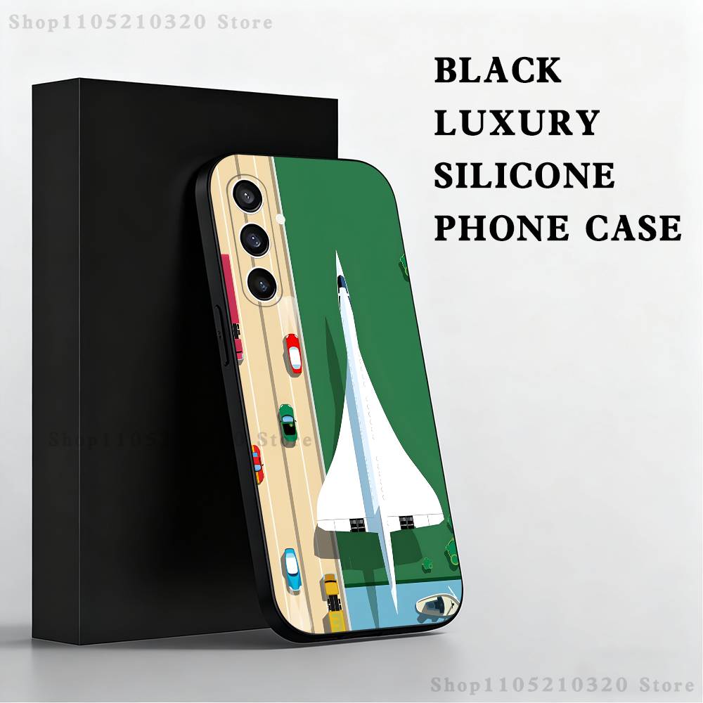 Concorde Air France Phone Case For Samsung S25,S24,S23,S22,S21,S20,S10,Ultra,Plus,Lite,FE,Soft Silicone Black Cover