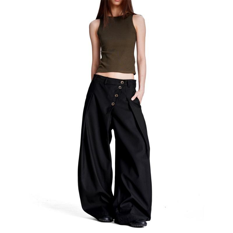 American Scimitar Trousers Men's and Women's Summer New Retro Breasted Design Drape Commuter Casual Pants