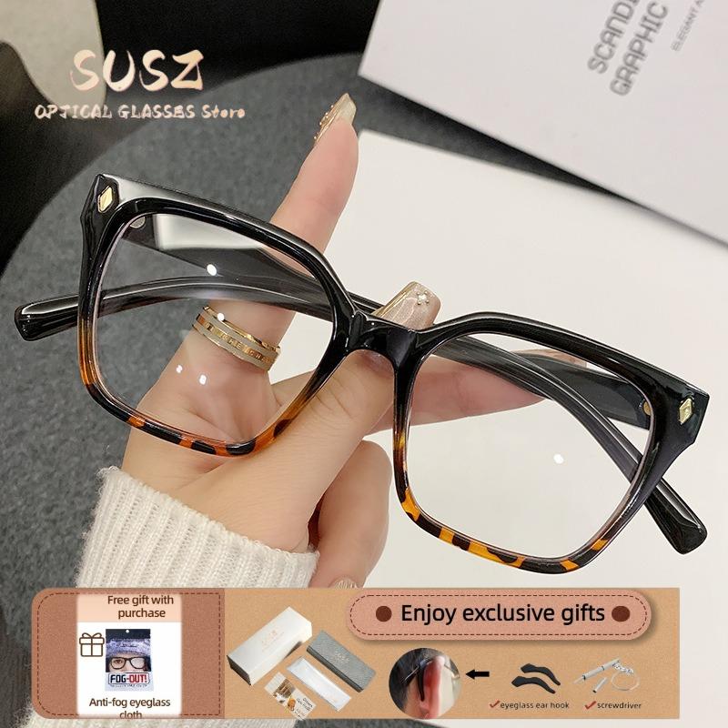 SUSZ Reading Glasses Colorful PremiumRectangle Light BlockingWomen's Fashion Myopia Glasses Prescription Progressive Eyeglasses
