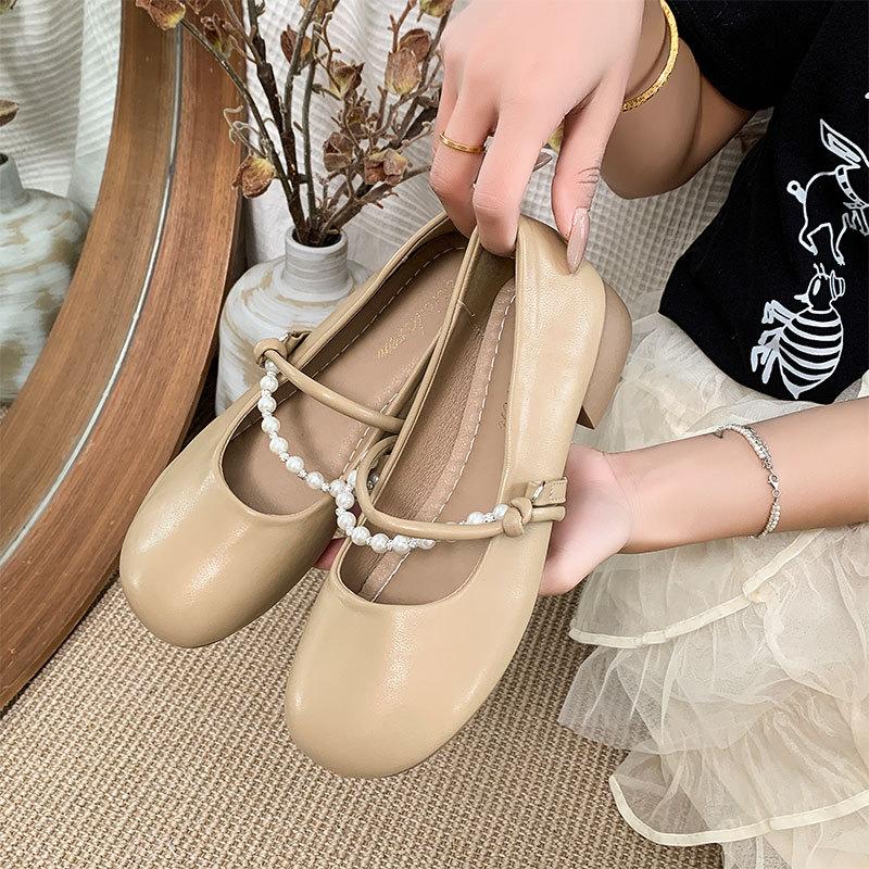 Später Abendbrise sanfte Schuhe dicker Absatz Einzelne Schuhe Damen Sommer 2025 neu Mary Jane Damenschuhe mit Rock weiche Sohle kleine Lederschuhe