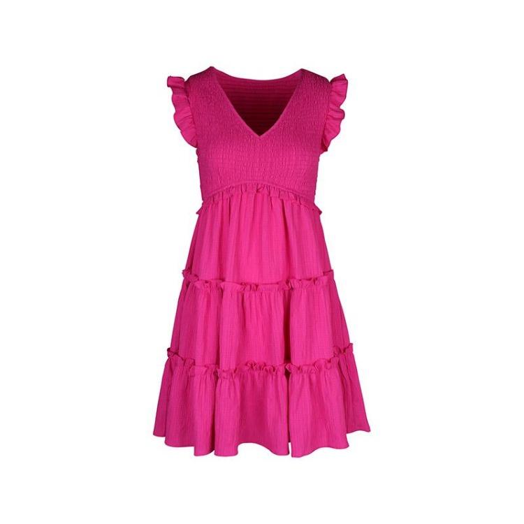 V-neck Elegant Solid High Waist A-Line Dress for Women Long Sleeve Mid-Length Autumn Winter