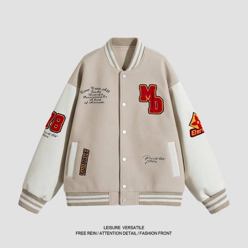 Spring Autumn Men Women Patchwork Baseball Couples Coats Harajuku High Street American Style Embroidery Flight Stand Collar softshell Jacket